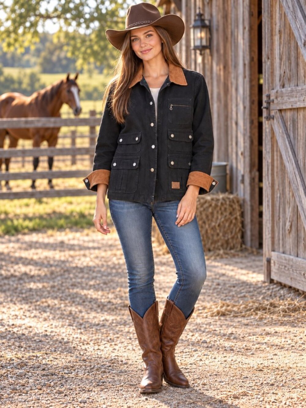 Ralph Lauren Jeans Co NWT Womens Petite Small Black Barn Chore Jacket